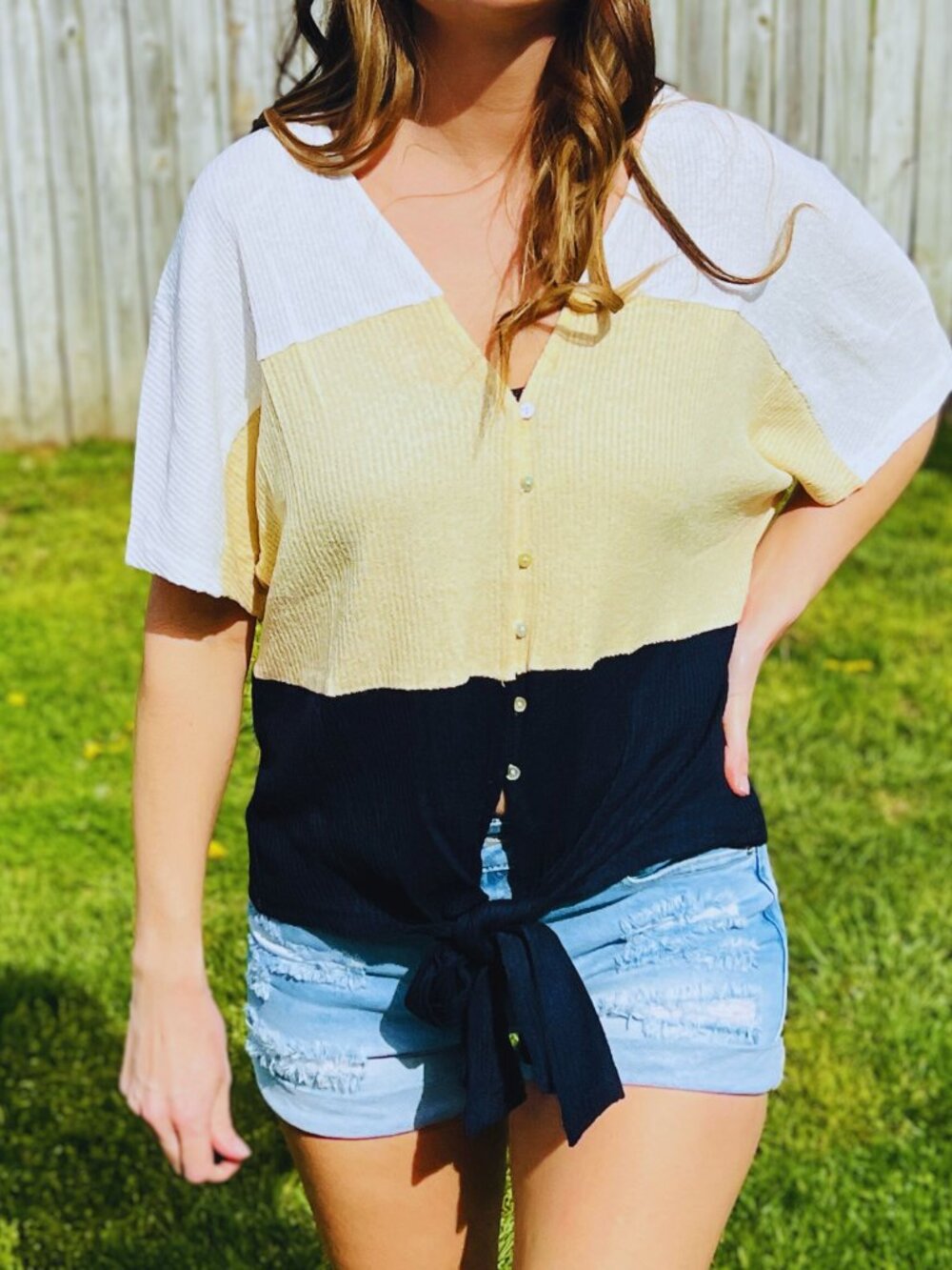 Yellow Color Block Top - Picture 3 of 8